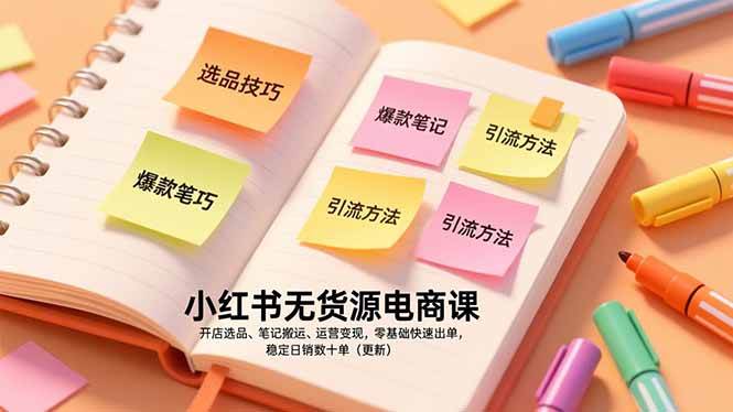 （17018期）小红书无货源电商课，开店选品、笔记搬运、运营变现，零基础快速出单，稳定日销数十单（更新）-微科网创