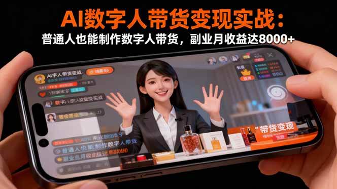 （16377期）AI数字人带货变现实战：普通人也能制作数字人带货，副业月收益达8000+-微科网创