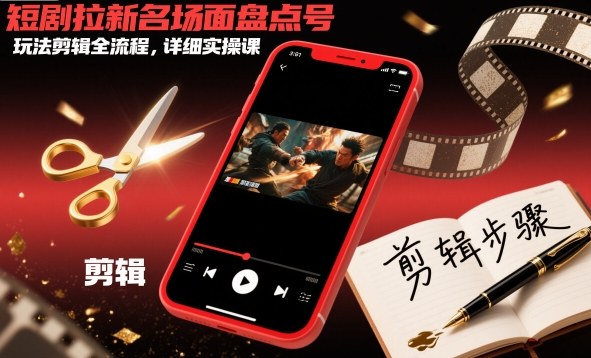 短剧拉新名场面盘点号玩法剪辑全流程，详细实操课-微科网创