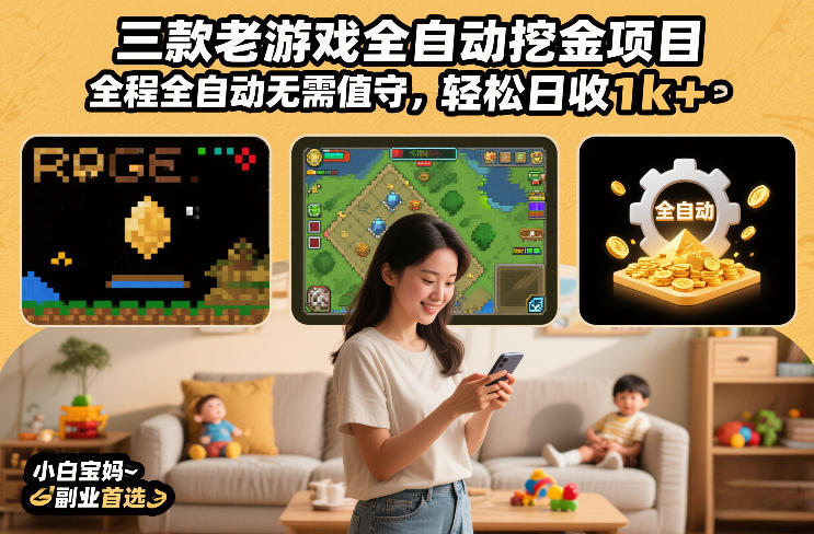 三款老游戏全自动挖金项目，全程全自动无需值守，轻松日收1k+，小白宝妈副业首选【揭秘】-微科网创