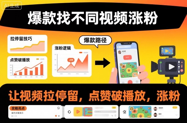 爆款找不同视频涨粉,让视频拉停留,实现点赞,破播放,涨粉-微科网创