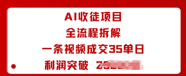 AI收徒项目全流程拆解一条视频成交35单日利润突破1k+-微科网创