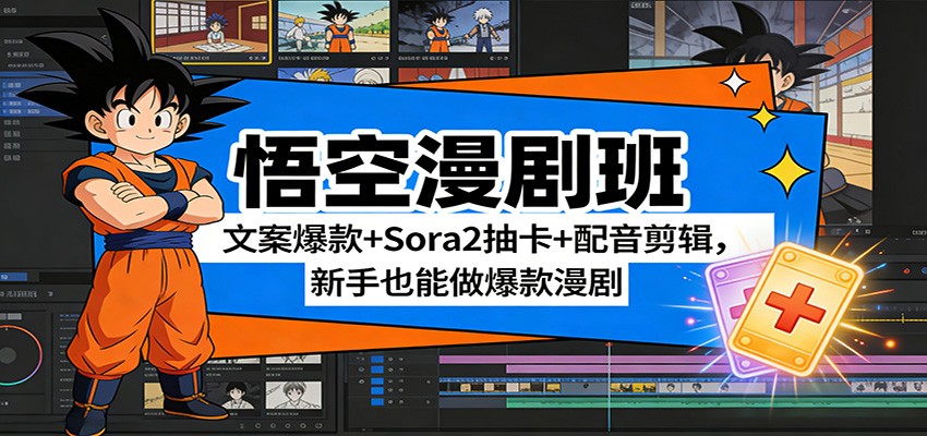 悟空漫剧班：文案爆款+Sora2抽卡+配音剪辑，新手也能做爆款漫剧-微科网创