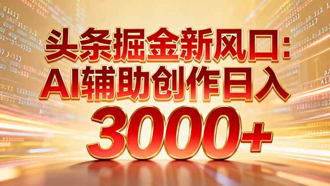 （16923期）头条掘金新风口：AI辅助创作日入3000+，矩阵玩法当天启动隔天见效-微科网创