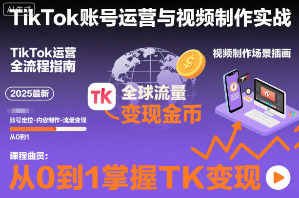 2025最新TikTok账号运营与视频制作实战全流程，从0到1掌握TK变现（含11月最新TK搬运技术）-微科网创