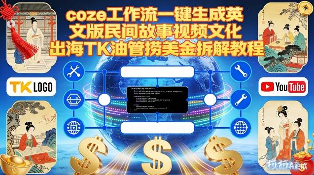 Coze扣子工作流一键生成英文版民间故事视频，文化出海TK油管捞美金拆解教程-微科网创