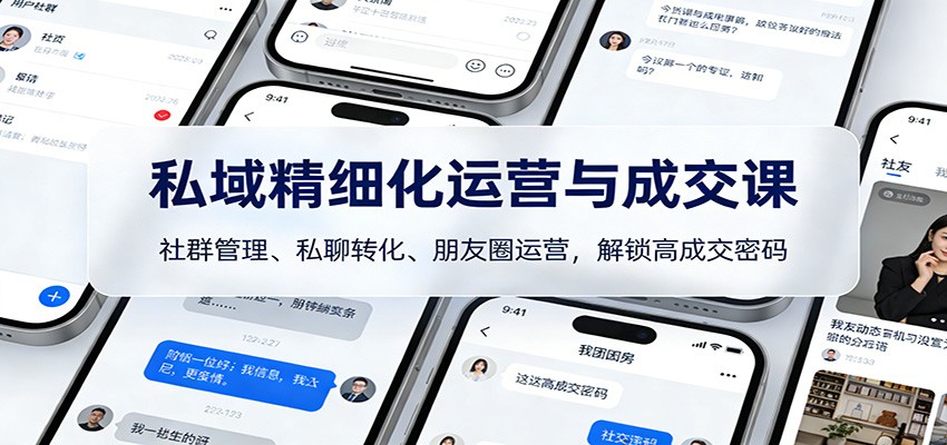 私域精细化运营与成交课：社群管理、私聊转化、朋友圈运营，解锁高成交密码-微科网创