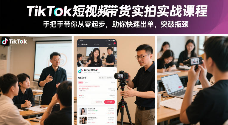 TikTok短视频带货实拍实战课程,手把手带你从零起步,助你快速出单,突破瓶颈 TikTok短视频带货实拍实战课程,手把手带你从零起步,助你快速出单,突破瓶颈