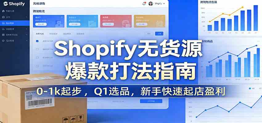 Shopify无货源爆款掘金课：0-1k起步 ，Q1选品，新手快速起店盈利-微科网创