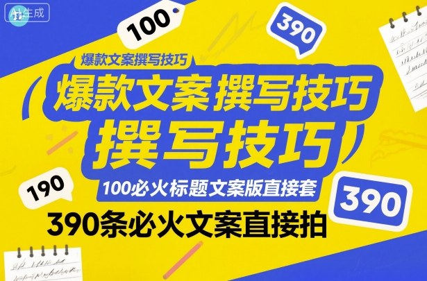 爆款文案撰写技巧,100个必火标题文案模版直接套,390条必火文案直接拍-微科网创