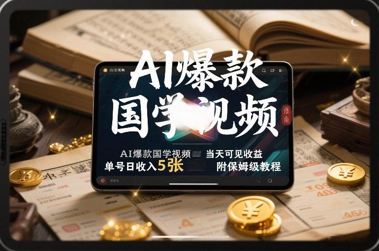 AI爆款国学视频,独家起号方法,小白直接上手,当天可见收益,单号日收入5张+附保姆级教程 AI爆款国学视频,独家起号方法,小白直接上手,当天可见收益,单号日收入5张+附保姆级教程