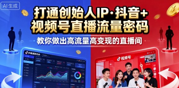 25年直播9-10两期线下课，打通创始人IP，抖音+视频号直播流量密码，教你做出高流量高变现的直播间