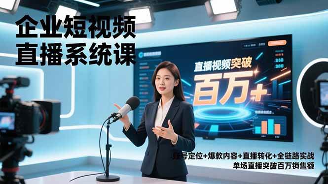 （16878期）企业短视频直播系统课，账号定位+爆款内容+直播转化+全链路实战，单场直播突破百万销售额-微科网创