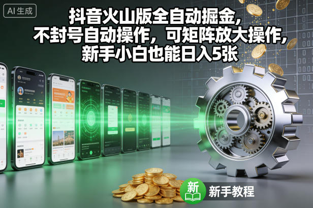 抖音火山版全自动掘金,不封号自动操作,可矩阵放大操作,新手小白也能日入5张【揭秘】-微科网创