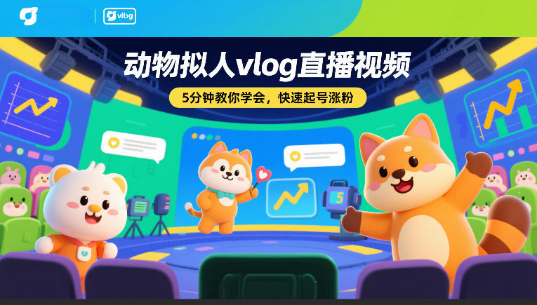 动物拟人vlog直播视频，5分钟教你学会，快速起号涨粉-微科网创