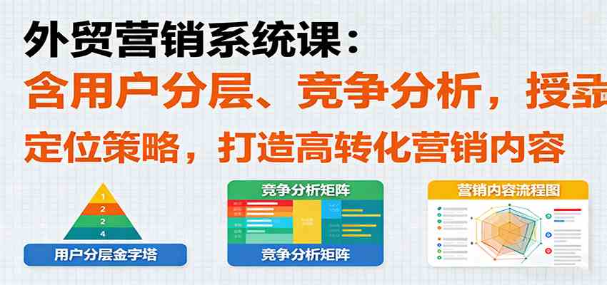 外贸营销系统课：含用户分层、竞争分析，授卖品、定位策略，打造高转化营销内容-微科网创