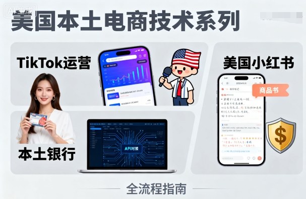 美国本土电商技术，Tiktok 运营篇+美国小红书篇+本土银行篇-微科网创