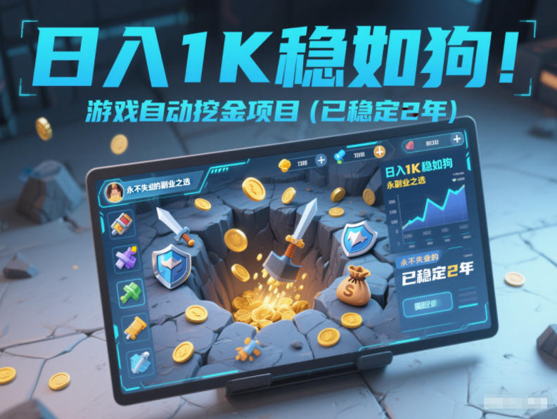 日入1K稳如狗！游戏自动挖金项目（已稳定2年），永不失业的副业之选【揭秘】-微科网创