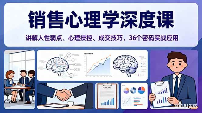 (16456期)销售心理学深度课,讲解人性弱点、心理操控、成交技巧,36个密码实战应用-微科网创