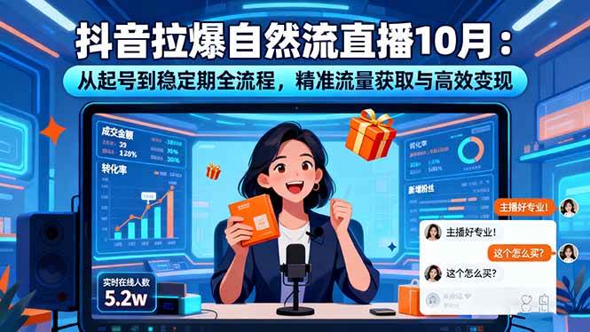 （16339期）抖音拉爆自然流直播10月：从起号到稳定期全流程，精准流量获取与高效变现-微科网创