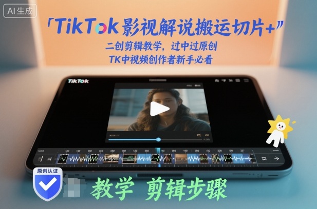 TikTok影视解说搬运切片+二创剪辑教学，过中过原创，TK中视频创作者新手必看-微科网创