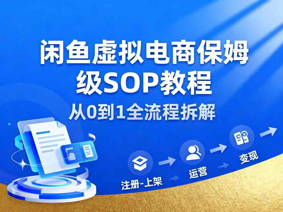 闲鱼虚拟电商，月入轻松过1W，保姆级SOP教程-微科网创