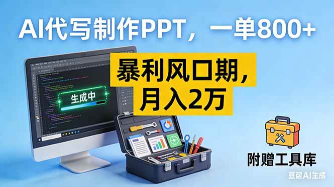（16967期）AI代写制作PPT，一单800+， 暴利风口期，月入2万【附工具】-微科网创