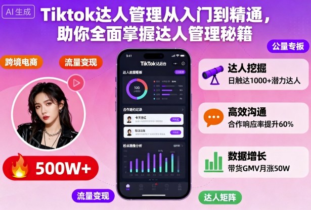 Tiktok达人管理从入门到精通，助你全面掌握达人管理秘籍-微科网创