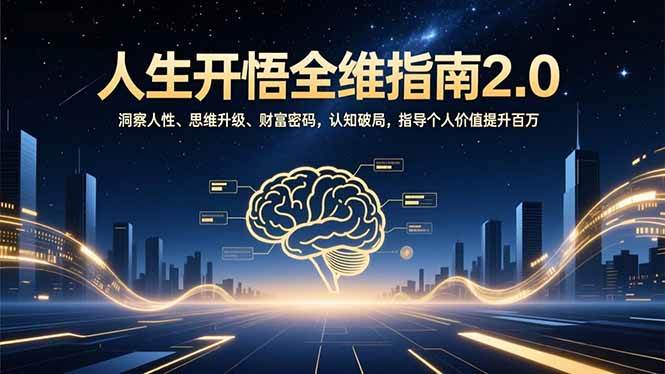 （16898期）人生开悟全维指南2.0：洞察人性、思维升级、财富密码，认知破局，指导个人价值提升百万-微科网创