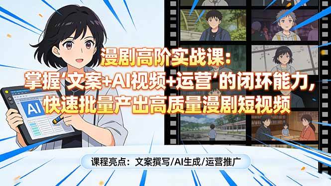 (17461期)漫剧高阶实战课:掌握“文案+AI视频+运营”的闭环能力,快速批量产出高质量漫剧短视频-微科网创