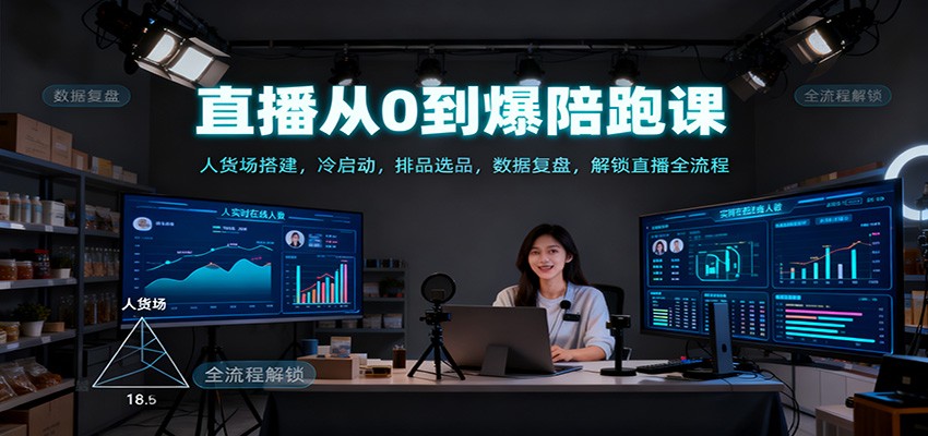 直播从0到爆陪跑课：人货场搭建，冷启动，排品选品，数据复盘，解锁直播全流程-微科网创