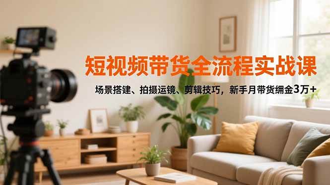 （16680期）短视频带货全流程实战课，场景搭建、拍摄运镜、剪辑技巧，新手月带货佣金3万+-微科网创