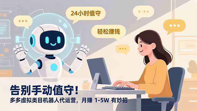 （16921期）告别手动值守！多多虚拟类目机器人代运营，月赚 1-5W 有妙招-微科网创
