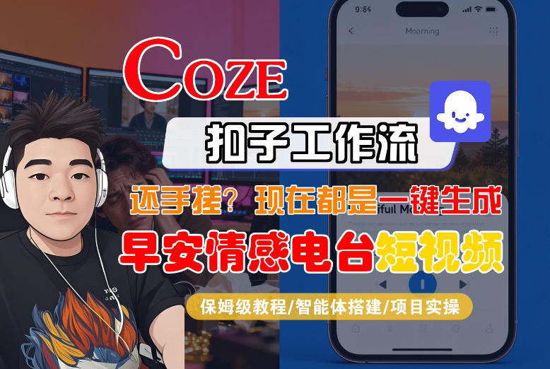 【Coze工作流搭建实操教程】【coze】早安情感电台日签视频还在手动做？用扣子工作流自动生成，省时90%-微科网创