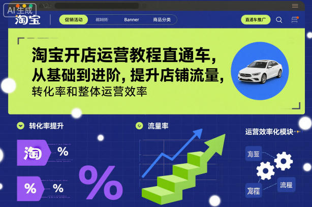 淘宝开店运营教程直通车,从基础到进阶,提升店铺流量,转化率和整体运营效率(更新26年1月) 淘宝开店运营教程直通车,从基础到进阶,提升店铺流量,转化率和整体运营效率(更新26年1月)