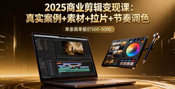 （16130期）2025商业剪辑变现课：真实案例+素材+拉片+节奏调色，单条商单报价500-5000-微科网创