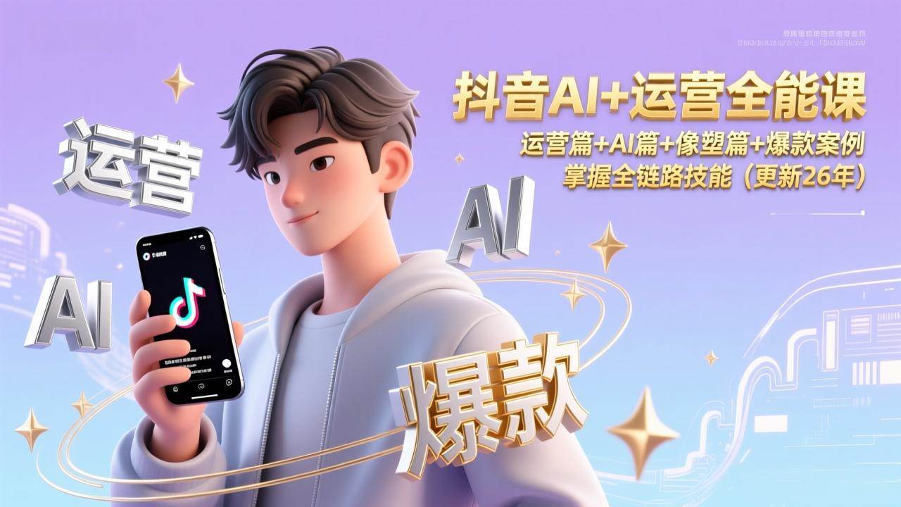 （17078期）抖音AI+运营全能课，运营篇+AI篇+像塑篇+爆款案例，掌握全链路技能（更新26年）-微科网创