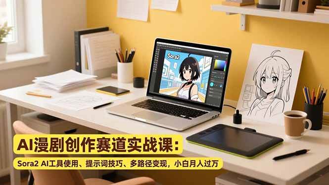 （16936期）AI漫剧创作赛道实战课：Sora2 AI工具使用、提示词技巧、多路径变现，小白月入过万-微科网创