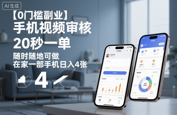 【0门槛副业】手机视频审核，20秒一单，随时随地可做，在家一部手机日入4张【揭秘】-微科网创