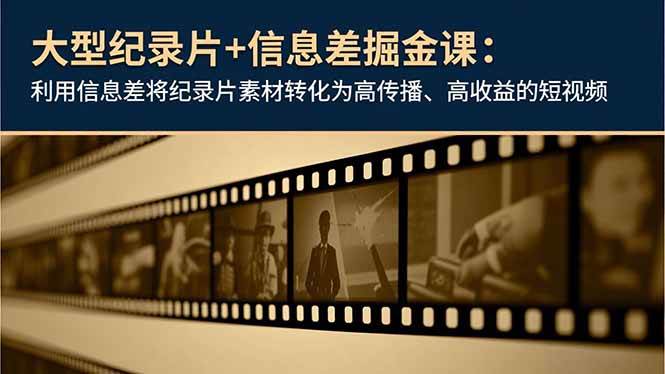 （16741期）大型纪录片+信息差掘金课：利用信息差将纪录片素材转化为高传播、高收益的短视频-微科网创