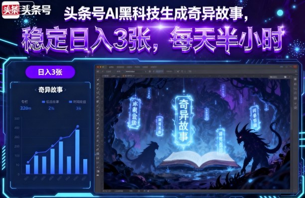 头条号AI黑科技生成奇异故事,稳定日入3张,每天半小时-微科网创