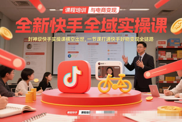 全新快手全域实操课，封神级快手实操课横空出世，一节课打通快手好物变现全链路-微科网创